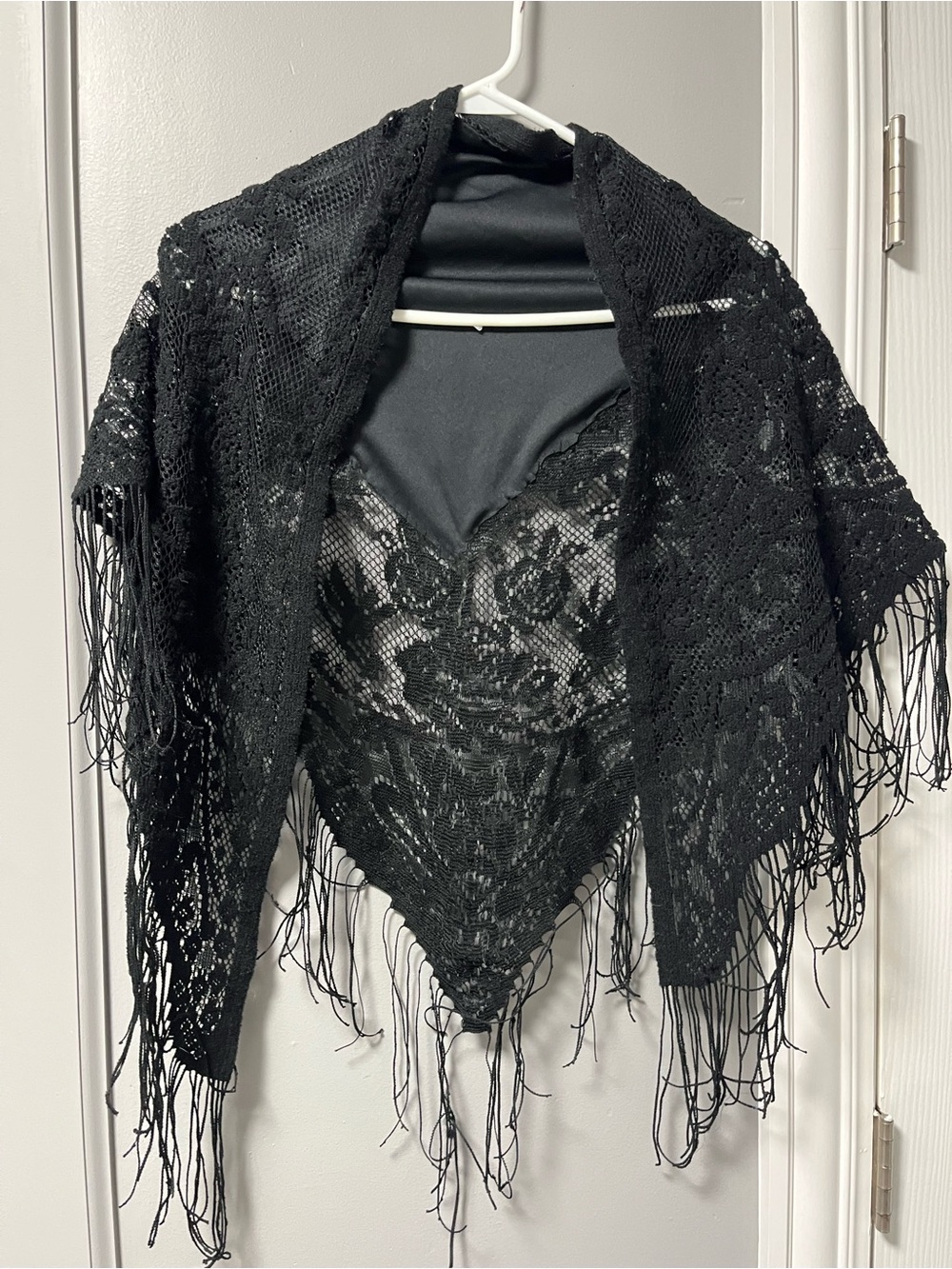 Black Lace Fringe Shawl - Women Accessories